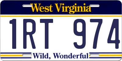 WV license plate 1RT974