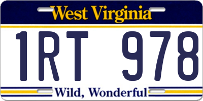 WV license plate 1RT978