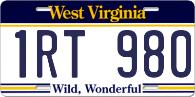 WV license plate 1RT980
