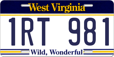 WV license plate 1RT981