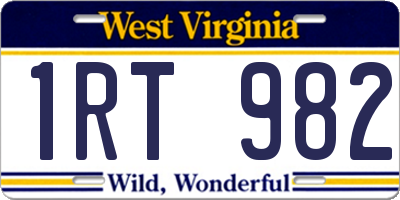 WV license plate 1RT982