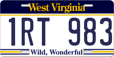 WV license plate 1RT983