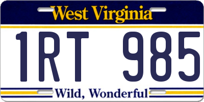 WV license plate 1RT985