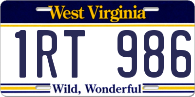 WV license plate 1RT986