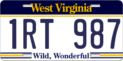 WV license plate 1RT987