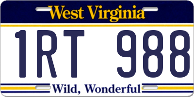 WV license plate 1RT988