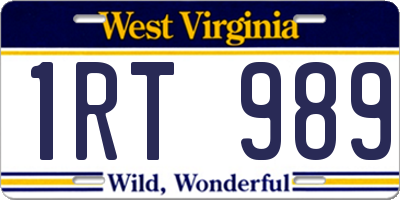WV license plate 1RT989