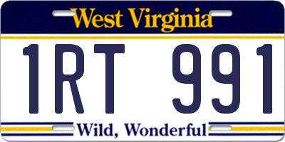 WV license plate 1RT991