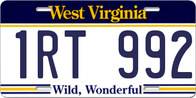 WV license plate 1RT992