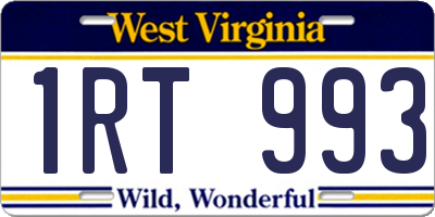 WV license plate 1RT993