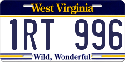 WV license plate 1RT996