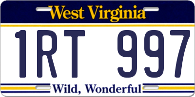 WV license plate 1RT997