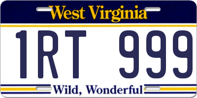 WV license plate 1RT999