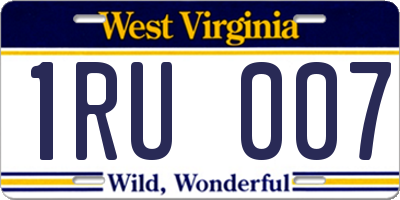 WV license plate 1RU007