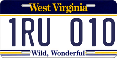 WV license plate 1RU010