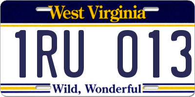 WV license plate 1RU013