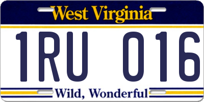 WV license plate 1RU016