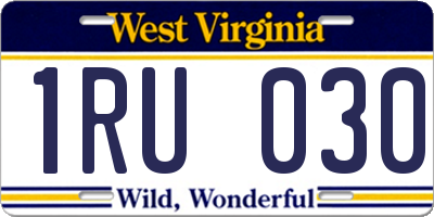 WV license plate 1RU030