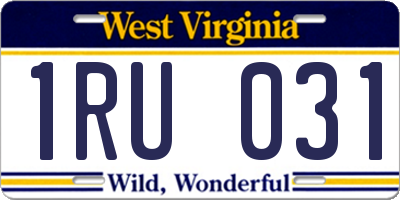 WV license plate 1RU031