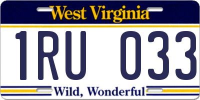 WV license plate 1RU033