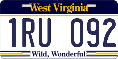 WV license plate 1RU092