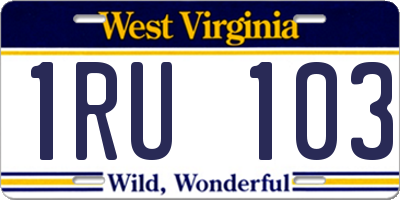 WV license plate 1RU103