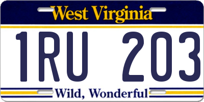 WV license plate 1RU203