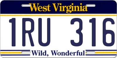 WV license plate 1RU316