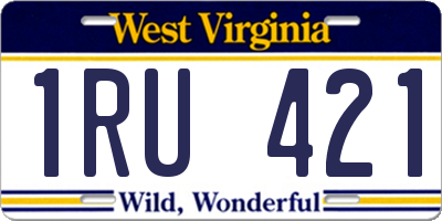 WV license plate 1RU421