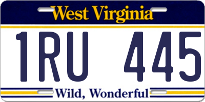 WV license plate 1RU445