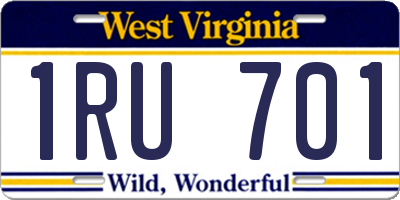 WV license plate 1RU701