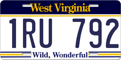 WV license plate 1RU792
