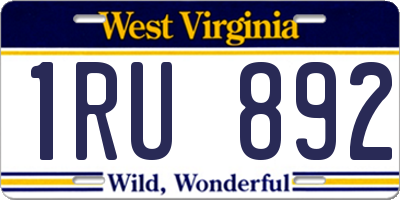 WV license plate 1RU892