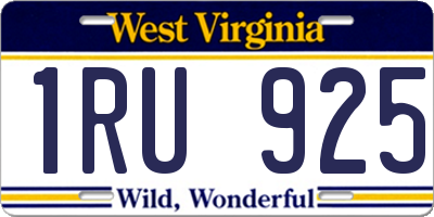 WV license plate 1RU925