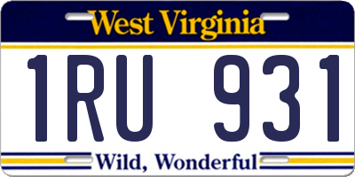 WV license plate 1RU931