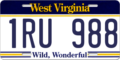 WV license plate 1RU988