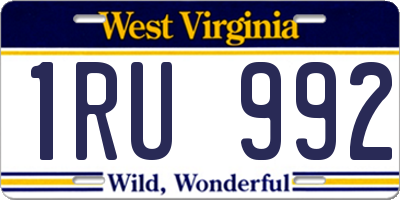 WV license plate 1RU992