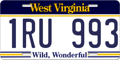 WV license plate 1RU993
