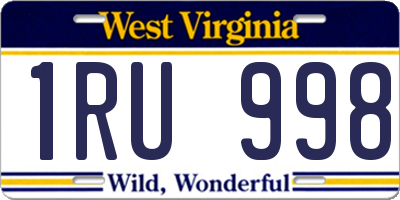 WV license plate 1RU998