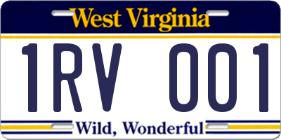 WV license plate 1RV001