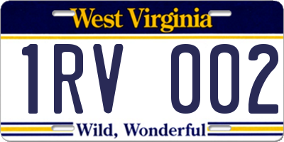WV license plate 1RV002