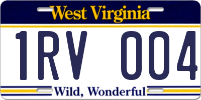 WV license plate 1RV004