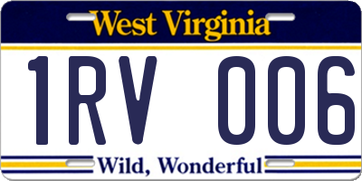 WV license plate 1RV006