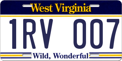 WV license plate 1RV007