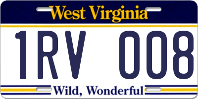 WV license plate 1RV008