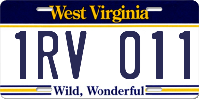 WV license plate 1RV011