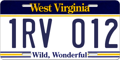 WV license plate 1RV012