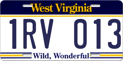 WV license plate 1RV013