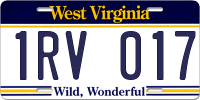 WV license plate 1RV017