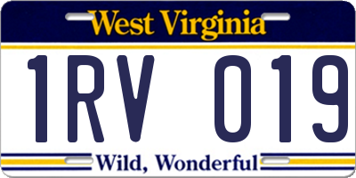 WV license plate 1RV019
